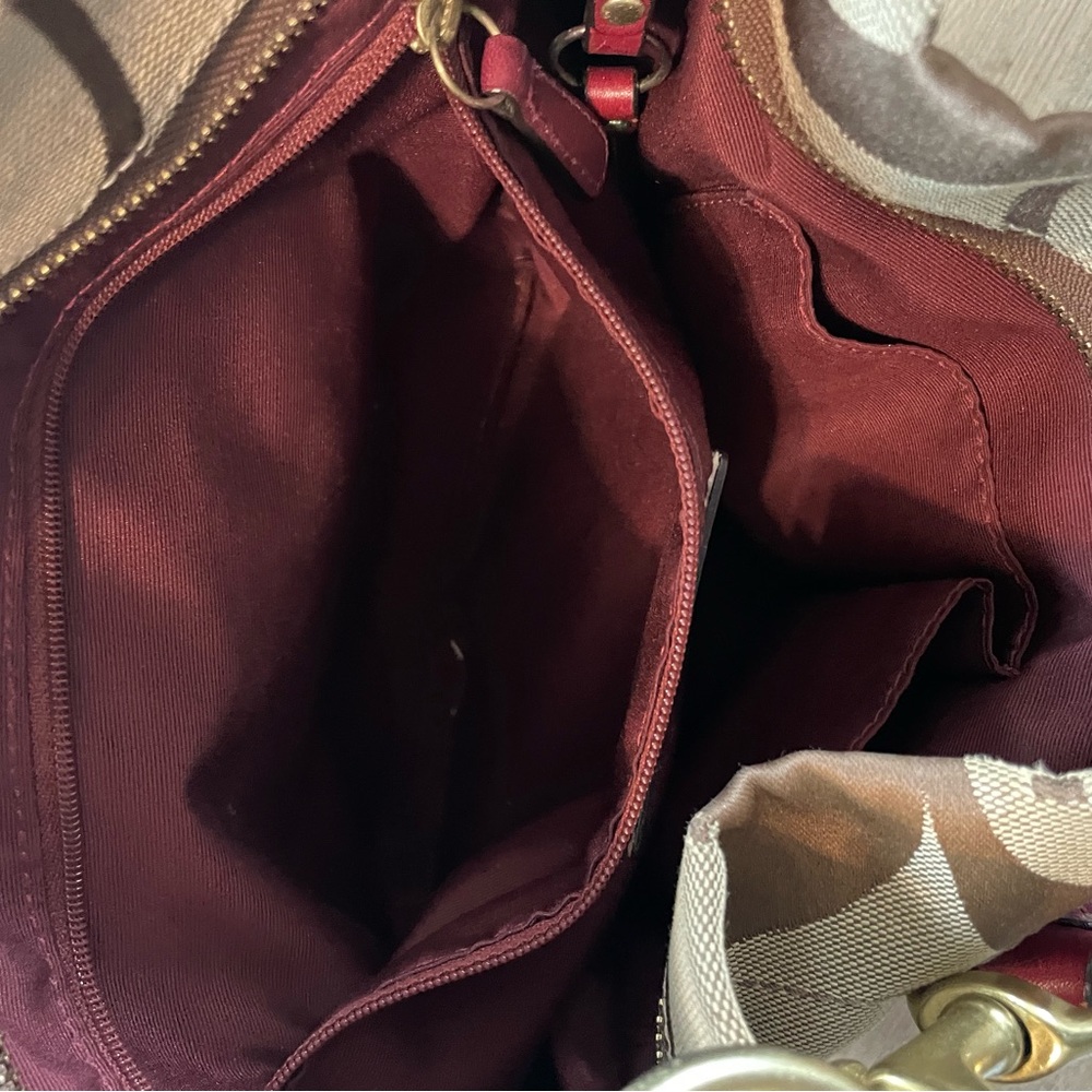COACH vintage  brown signature C logo tote handbag Y2K red leather handle hobo - Picture 7 of 7